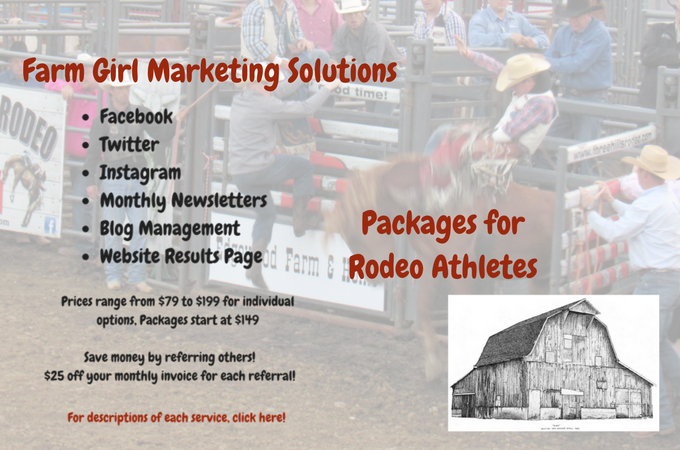 Picture with list of packages for rodeo athletes