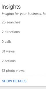 pictture of the stats available in google my business